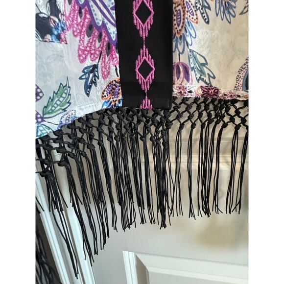 DESIGUAL NWT $159 Williamson Fringed Floral Kimono Top Size XS - Picture 10 of 12